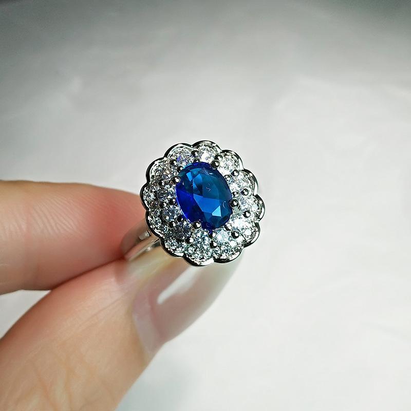 Кольцо Имитация Королевского Сапфира Женское Полностью Красный Камень Цветок Цветной Сокровище Живой Желтый Бриллиант