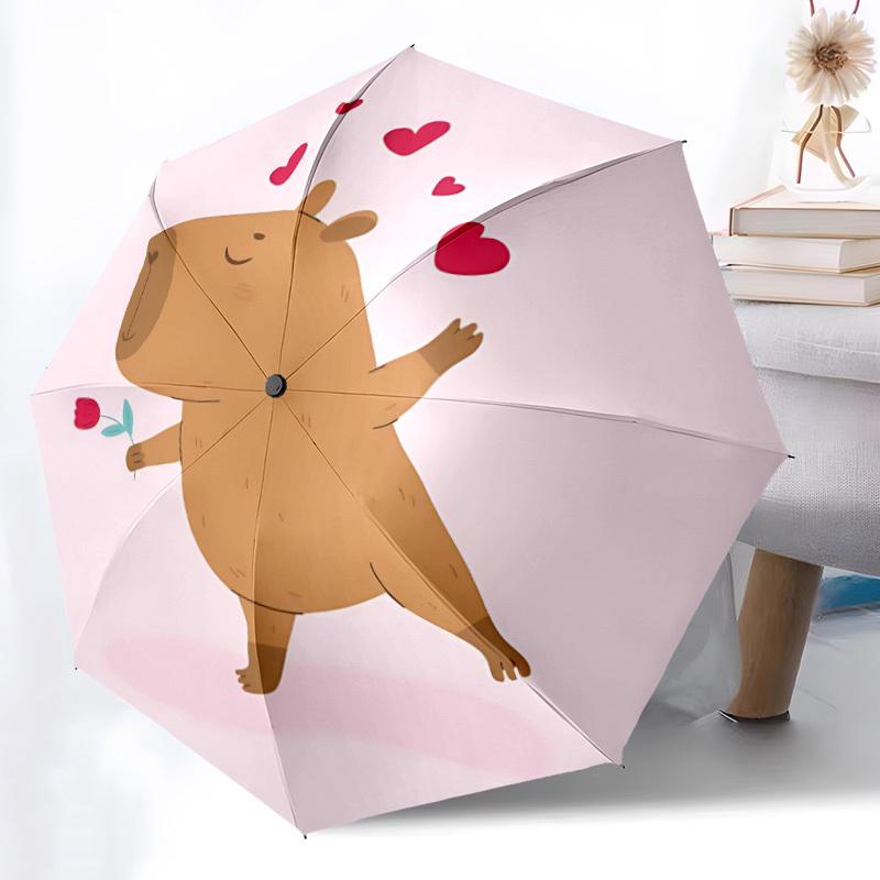 1PC Love Romance Automatic Windproof Umbrella 8 Rib Portable Folding Black Iron Frame for Outdoor, Beach, Travel, Beach Umbrella,S28