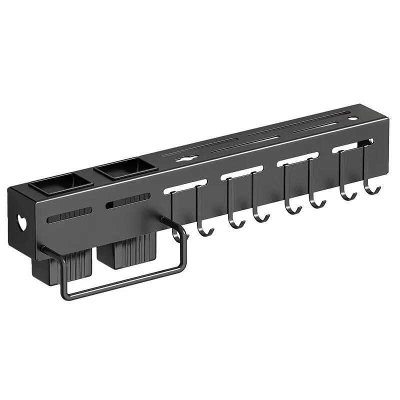 Кухонная полка для хранения из нержавеющей стали, настенная, многофункциональная, для хранения, подставка для ножей с несколькими кронштейнами и крючками