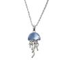 New Geometry Blue Jellyfish Pendant Earrings Necklace Women's Unique Trendy Fashion Sweet Personality Versatile Jewelry Gift