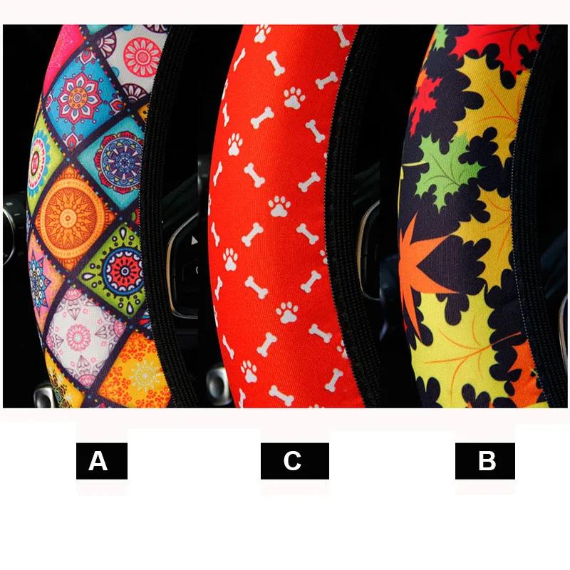 38 см эластичный чехол на руль автомобиля в этническом стиле с принтом, противоскользящий автомобильный Стайлинг, чехол на руль автомобиля, аксессуары для салона автомобиля