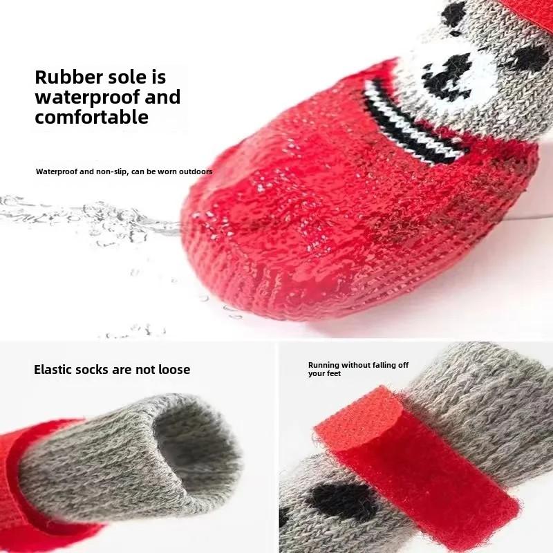 Носки для собак, маленькие, для собак, тайские, зимние, теплые, водонепроницаемые, нескользящие, плюшевые, бахилы, носки для кошек, устойчивые к царапинам, товары для животных