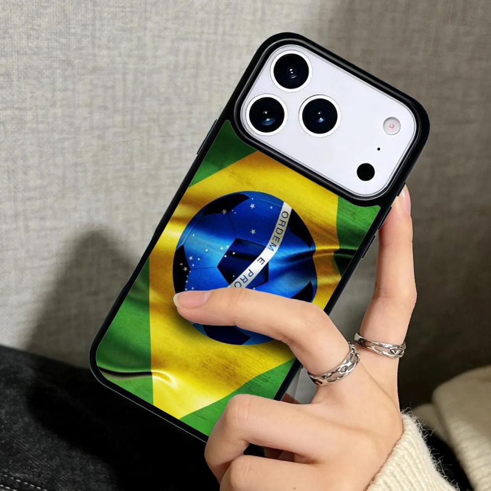 Чехол Case для iPhone 17 Air 16 Pro Max 15 Plus 11 13 Mini 14 12 Задняя крышка телефона Бразилия Бразильский футбол