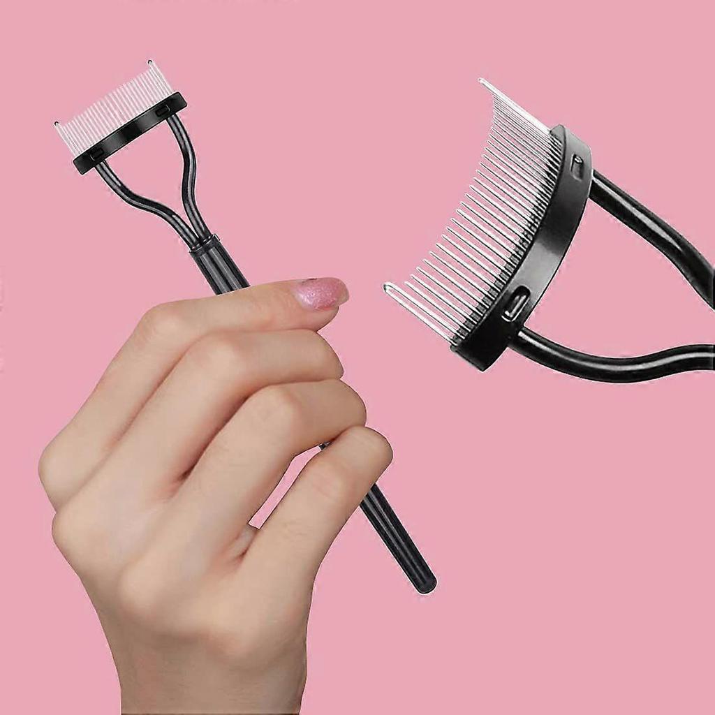 2Pcs Eyelash Separator, Eyelash Comb Lash Brush Separator, Lash Comb Eyelashes Curler Makeup Mascara Applicator, Eye Makeup Brush Tools, Metal Teeth