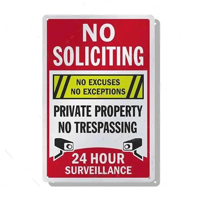 Metal Tin Signs Decor Warning 24 Hour Video Posters Surveillance Private Property No Trespassing Outdoor Indoor Wall Decor