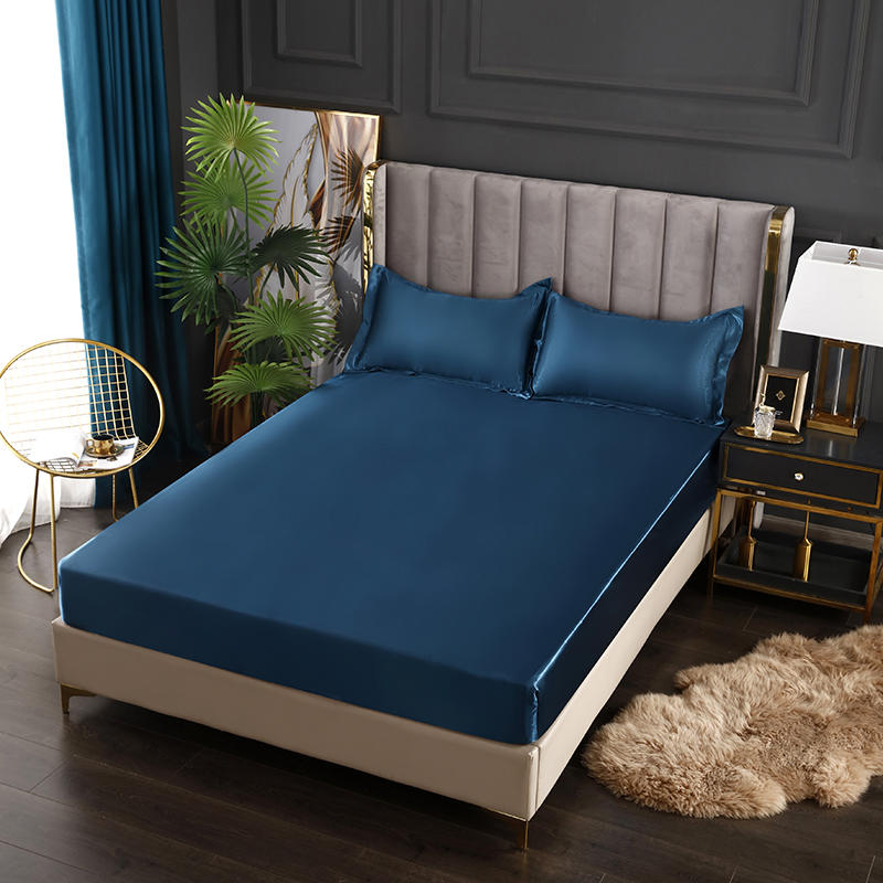 Простыня с резинкой из полиэстерового сатина, простыня на резинке, гладкокрашеное постельное белье из PLA Cool Fiber, простыня на резинке(нет наволочки