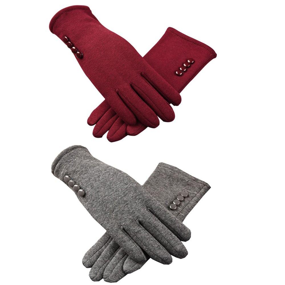 Solid Color Full Finger Mittens Thick Plush Warm Golves Furry Warm Mitts  Outdoor Sport