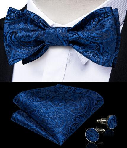Мужской шелковый галстук-бабочка, регулируемый галстук-бабочка, набор запонок с цветочным принтом пейсли