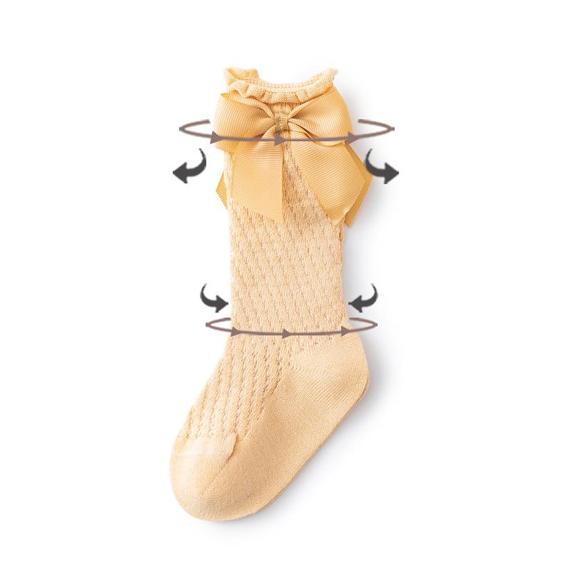 Новорожденные Носки для Девочки Новые Детские Носки до Колена с Бантом Хлопковые Летние Ажурные Носки для Малышей Дети Королевские Носки Принцессы