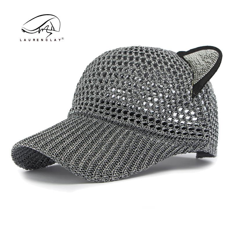 Fashion Hat Ladies Summer Hollow Mesh Breathable Cap Full Mesh Baseball Cap Cat Ears Sun Cap