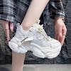 Женские туфли-папы на платформе с толстой подошвой, увеличивающие рост, женская обувь 2025 новая летняя сетчатая дышащая повседневная спортивная обувь ins тренд