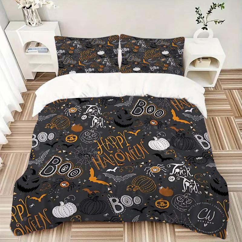 3pcs Happy Halloween Print Cover Set Ultra Soft, Breathable, and Comfortable Bedding with Stylish Design for Bedroom and Guest Room Decor 1 Cover