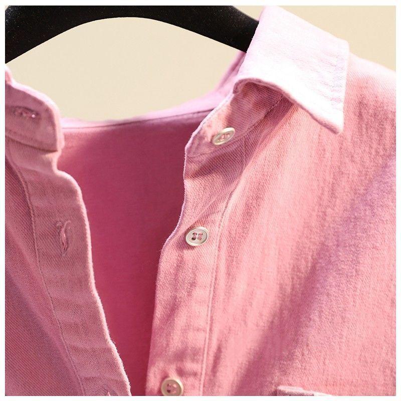 Стильная и удобная хлопковая весенняя рубашка для женщин, корейский модный тренд