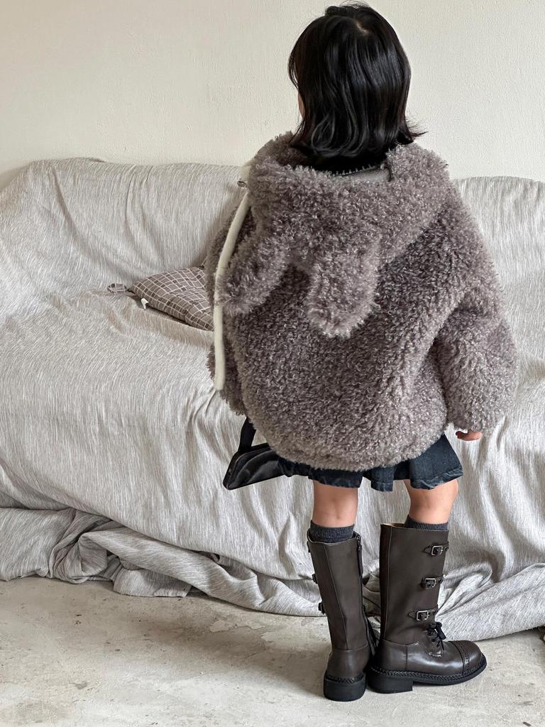Детское плюшевое пальто из искусственного меха с кроличьими ушками, осень-зима 2025