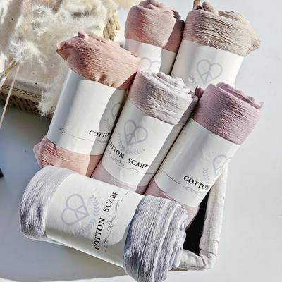 Фантазийные тонкие плиссированные вискозно-хлопковые шарфы микро-жатка мягкий хлопок длинная шаль фабричная подшивка низкая цена хиджаб