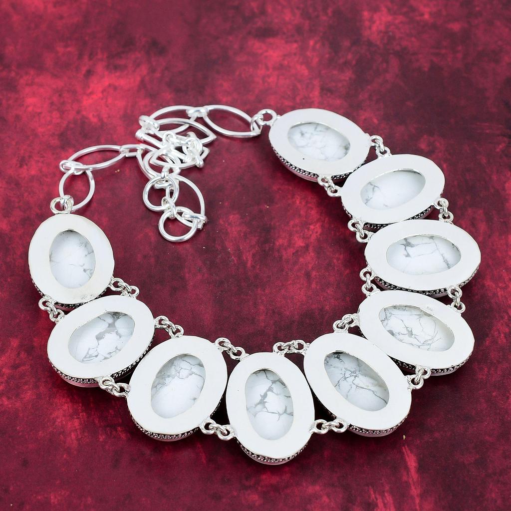 Howlite Necklace, 925 Solid Sterling Silver Jewelry, Gemstone Jewelry, Handmade Necklace, For Wedding Gift