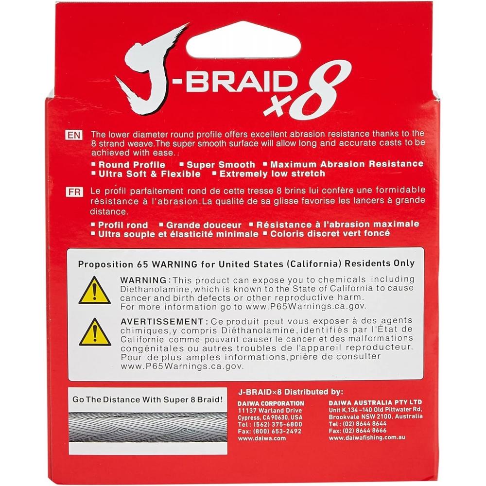 Daiwa J Braid 300m 8 Strand Round Braid Line 50lb Light Green  Chartreuse 