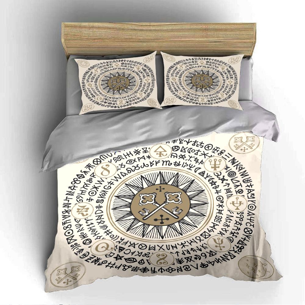Mystic Symbols Bedding Set in Beige Tone Bedding set (1 duvet cover, 2 pillowcases, duvet not included)