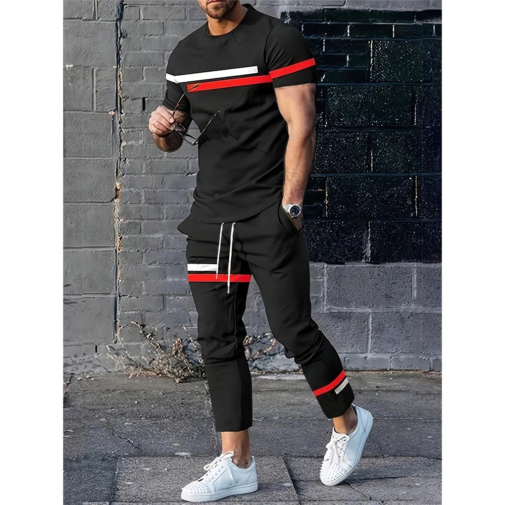Summer New Men's T-shirt Pants Suit Camouflage Printing Short-sleeved Round Neck T-shirt Casual Outdoor Wear Comfortable