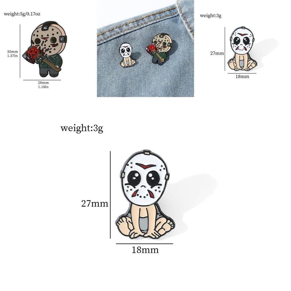 Мультяшная Хэллоуинская брошь фильм ужасов Пятница 13-е Джейсон металлическая значок-капля масла аксессуары булавка Xz3030xz3011-8