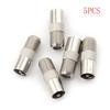 Silver Tone 5Pcs Coaxial Coax Rf Adapter Connectors Tv Pal Male To "F" Female