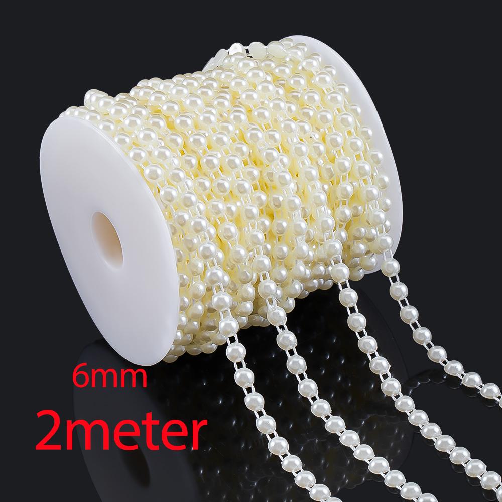 10M 2M ABS Imitation Pearl Star Bead Chain Line Cord Plastic Thread Trim DIY Wedding Party Decor Jewelry Findings Craft Material
