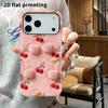 Phone Case: 2D flat design suitable for iPhone 18 17 16 15 14 13 Pro film protective case, couple style, plush cherry, Christmas and Halloween gift