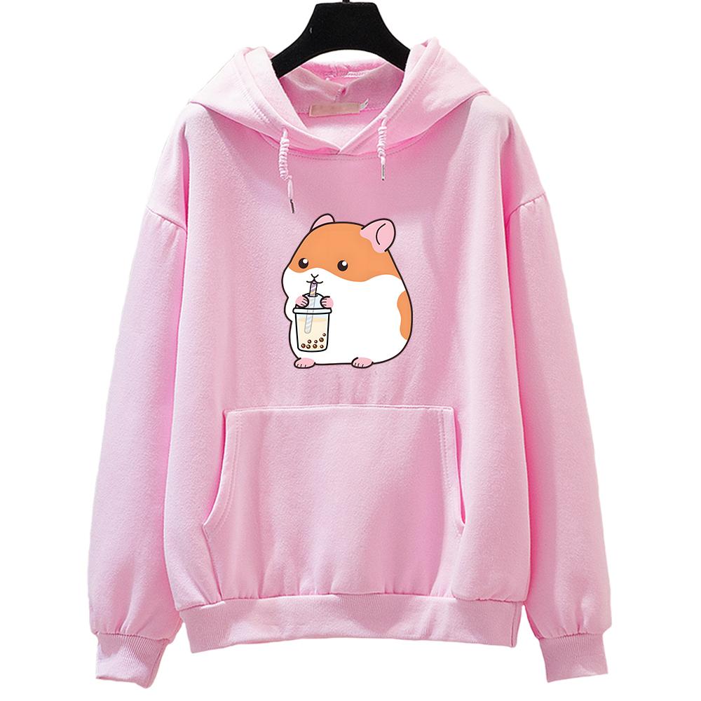 Толстовка с капюшоном в стиле Харадзюку в стиле хомяка, топы с принтом Kpop, толстовки с героями мультфильмов, милая зимняя одежда, толстовки для женщин/мужчин
