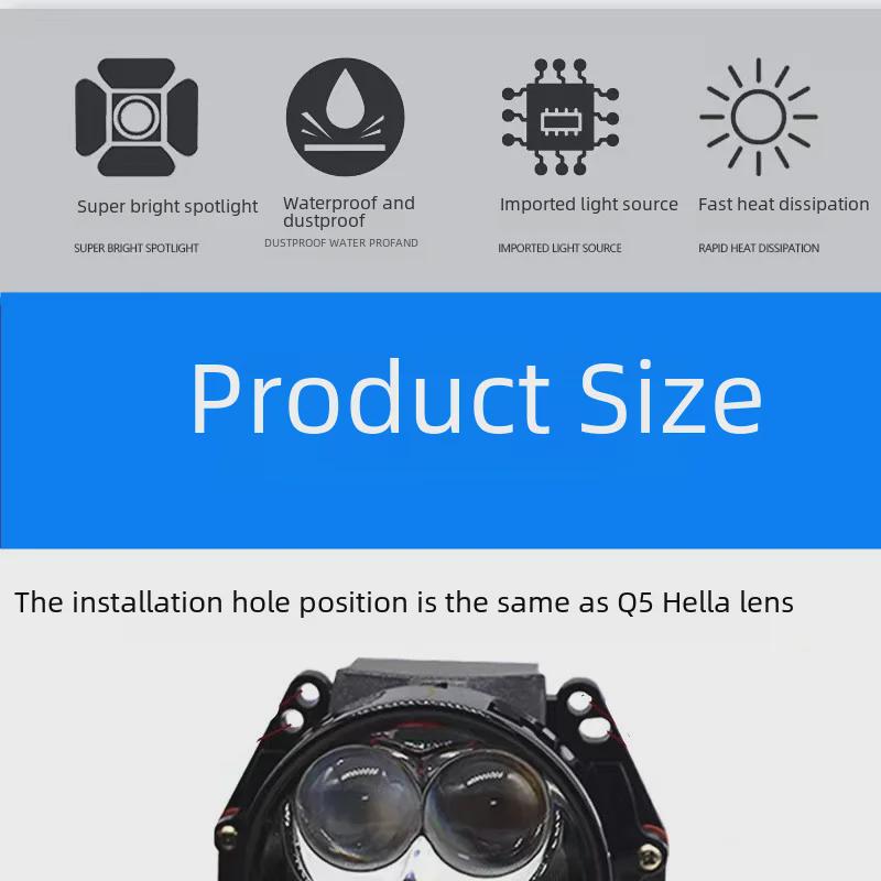 Двойная лазерная светодиодная линза фары: Модификация дальнего и ближнего H7H4 без потерь с двумя источниками света