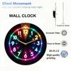 Silent Wall Clock 2D Flat Electronic Color Clock Retro Wooden Alarm Clock  Home and Office Dcor