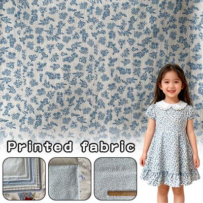 1м 100% Хлопковая Ткань Синяя Клетка Горошек Цветочный Цифровая Печать Ткань для Одежды Домашней Одежды Постельного Белья Скатертей Штор DIY