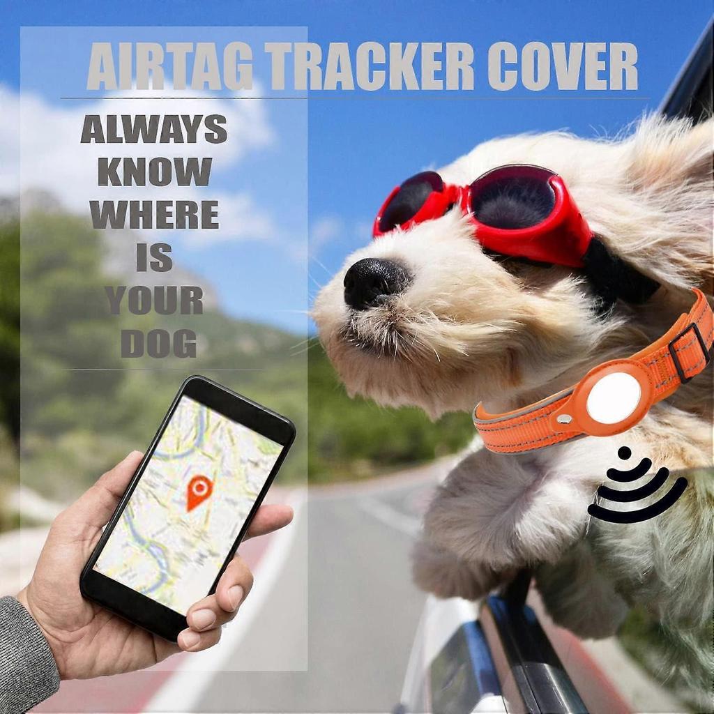 Dog Collar, Adjustable Nylon Collar for Pets with Apple Airtag Dog Collar Holder Lightweight & Comfortable Reflective Pet Collars with Quick Release B