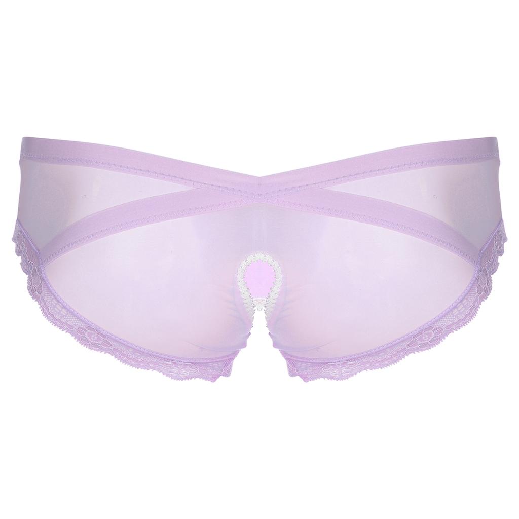 Мужские прозрачные сетчатые трусы с кружевной отделкой, с низкой талией, с вырезами, нижнее белье для переодевания