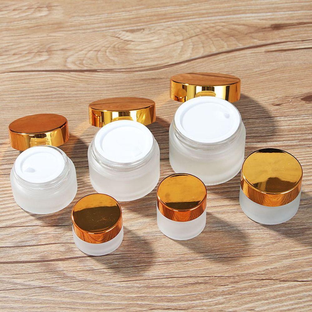 Empty Face Cream Bottles Silver/Gold/Black/White Makeup Jar Frosted Glass Cream Jar for Skin Care