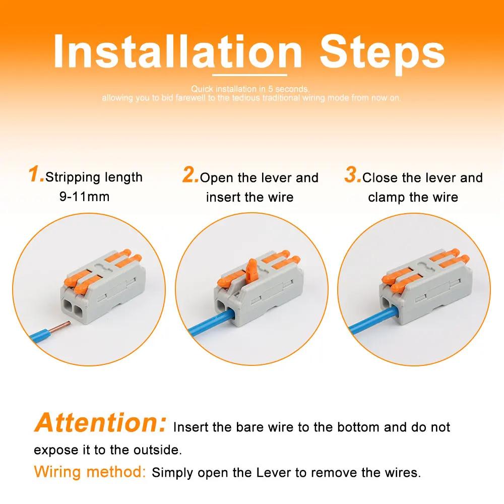 10PCS Mini Fast Wiring Cable Connectors Universal Compact Splitter Electrical Conductors Push-in Home Terminal Block