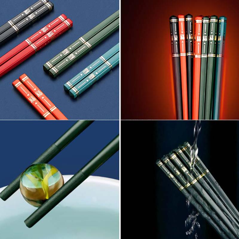 5 пар корейских палочек для еды, нескользящие палочки для еды, суши, многоразовый сплав, набор китайских палочек для еды, посуда из здорового сплава, столовые приборы