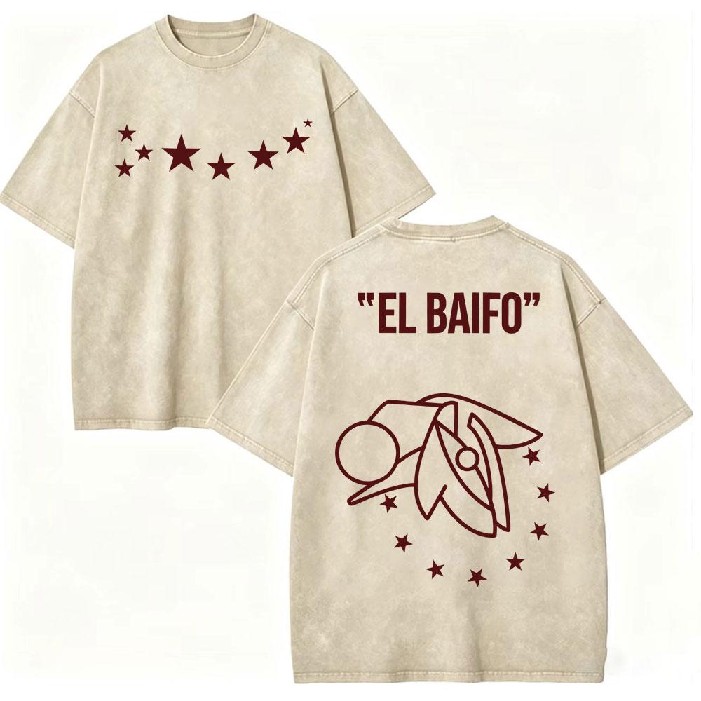 Vintage Washed Quevedo 2026 New Album El Baifo Tshirt High Street Fashion Trend Tshirts Men Women Casual Loose Cotton T Shirt