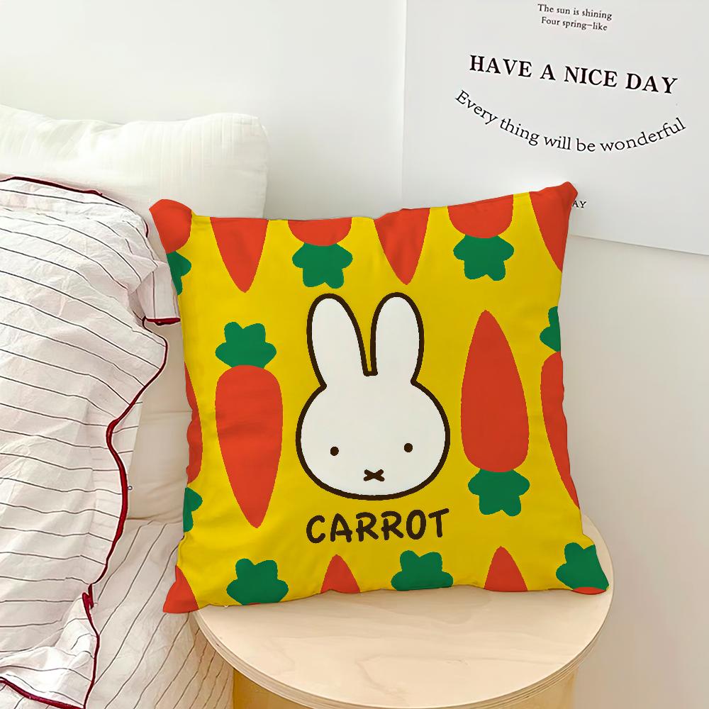 Cartoon Bunny Rabbit kawaii funny MMiffy soft pillowcase for Sofa Home Living Room bedside Decor pillow cover Gift Party hogar