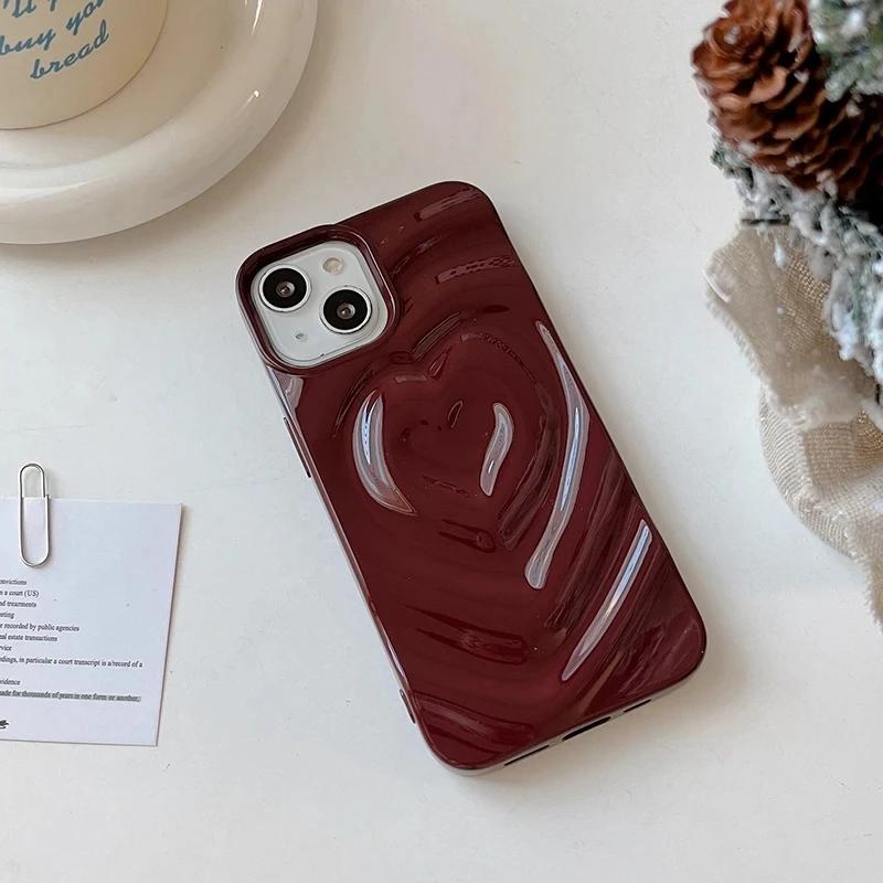 3D чехол для телефона с узором «Пузырьковая волна» для iPhone 17 16 15 14 13 12 11 Pro Max 14promax, винный цвет, мягкая противоударная задняя крышка