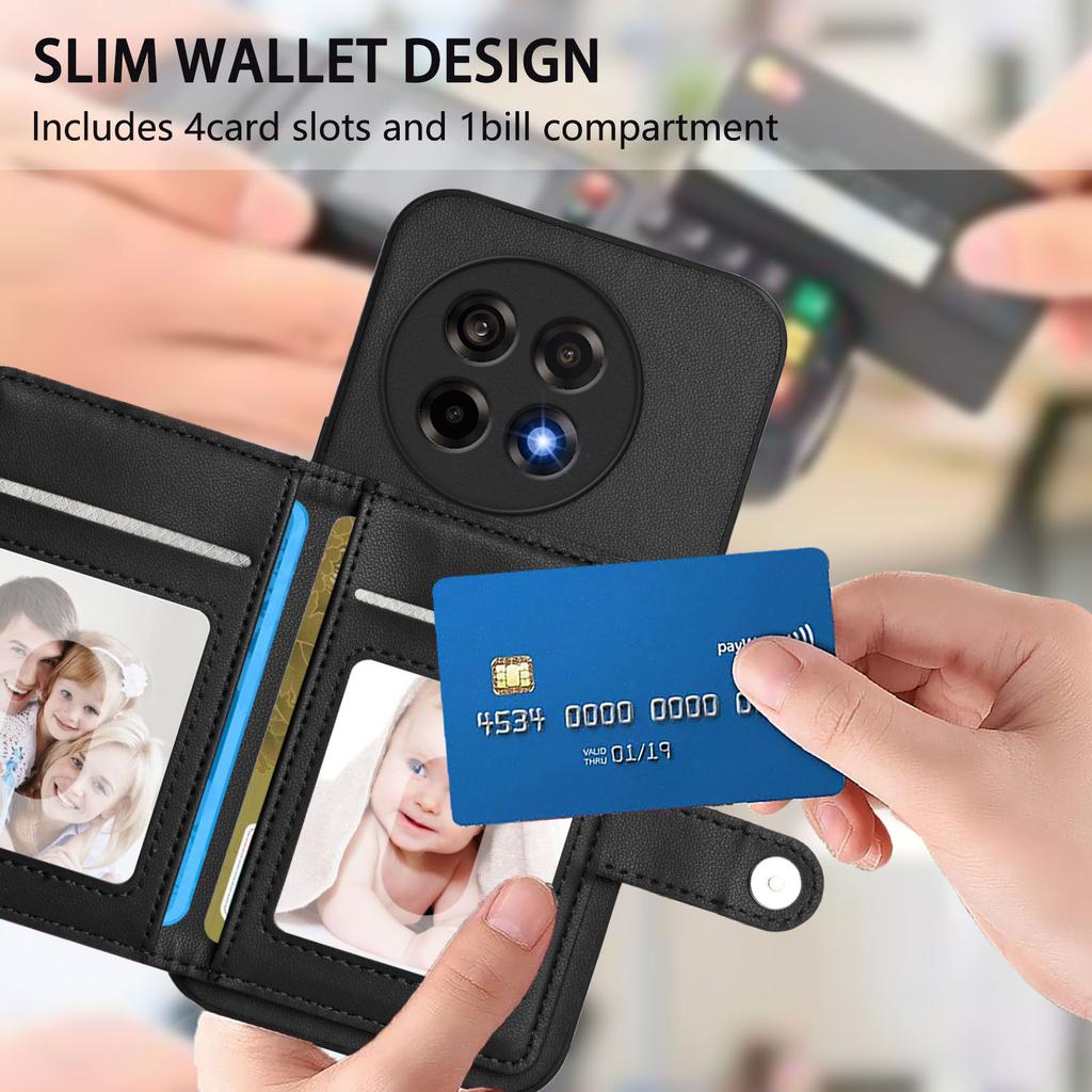 For OnePlus Ace 5 Pro 5G/OnePlus 13R 5G/OnePlus Ace 5 5G Case RFID Blocking Card Holder Kickstand TPU + PU Leather Phone Back Cover