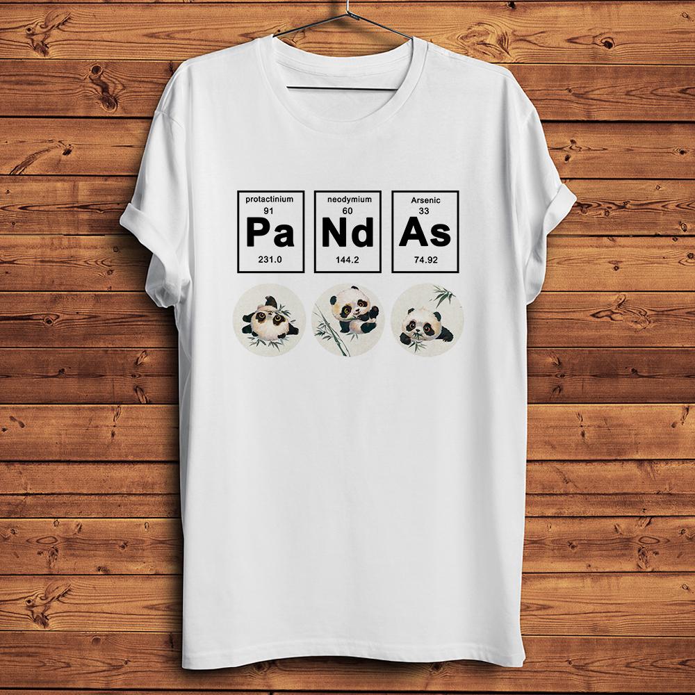 EleUnisexts Periodic Table StyleCute Panda Funny T Shirt UnisexWhite Casual TshirtShort Sleeve StreetwearUnisex Geek Teenocrack