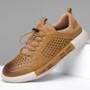 Men's Shoes 2025 New Summer Leather Hollowed-out Casual Leather Shoes Breathable Hole Shoes Trendy Soft-sided Outdoor Sports Shoes