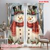 2 шт., шторы с 2D-печатью, милая пара снеговиков, зима (2) 100% полиэстер (без удилища) Уличные украшения для спальни,