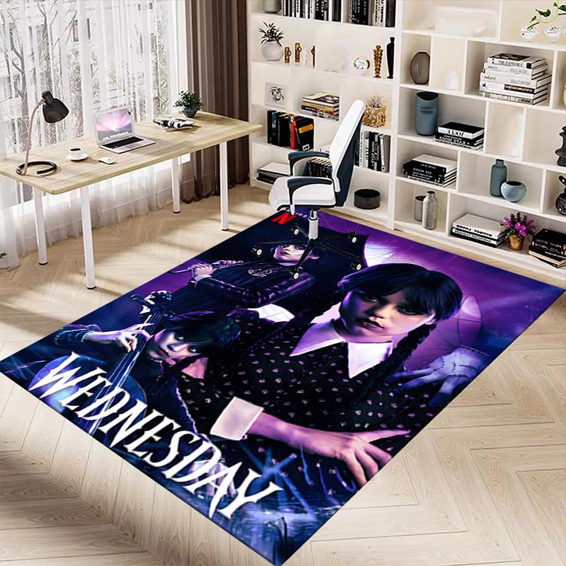 1pc Wednesday Addams Mystery Carpet for Playroom Bedroom Living Room Sofa Home Decor,kids Game Area Rug Non-slip Floor Mat Y82677