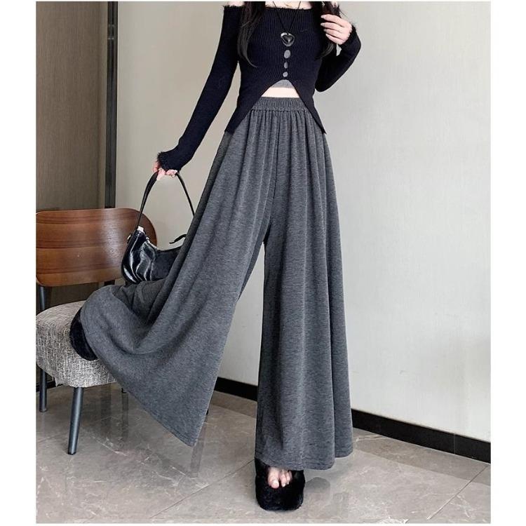 Модная юбка-трапеция с высокой талией, однотонная, широкая, с эффектом похудения, для осени/зимы