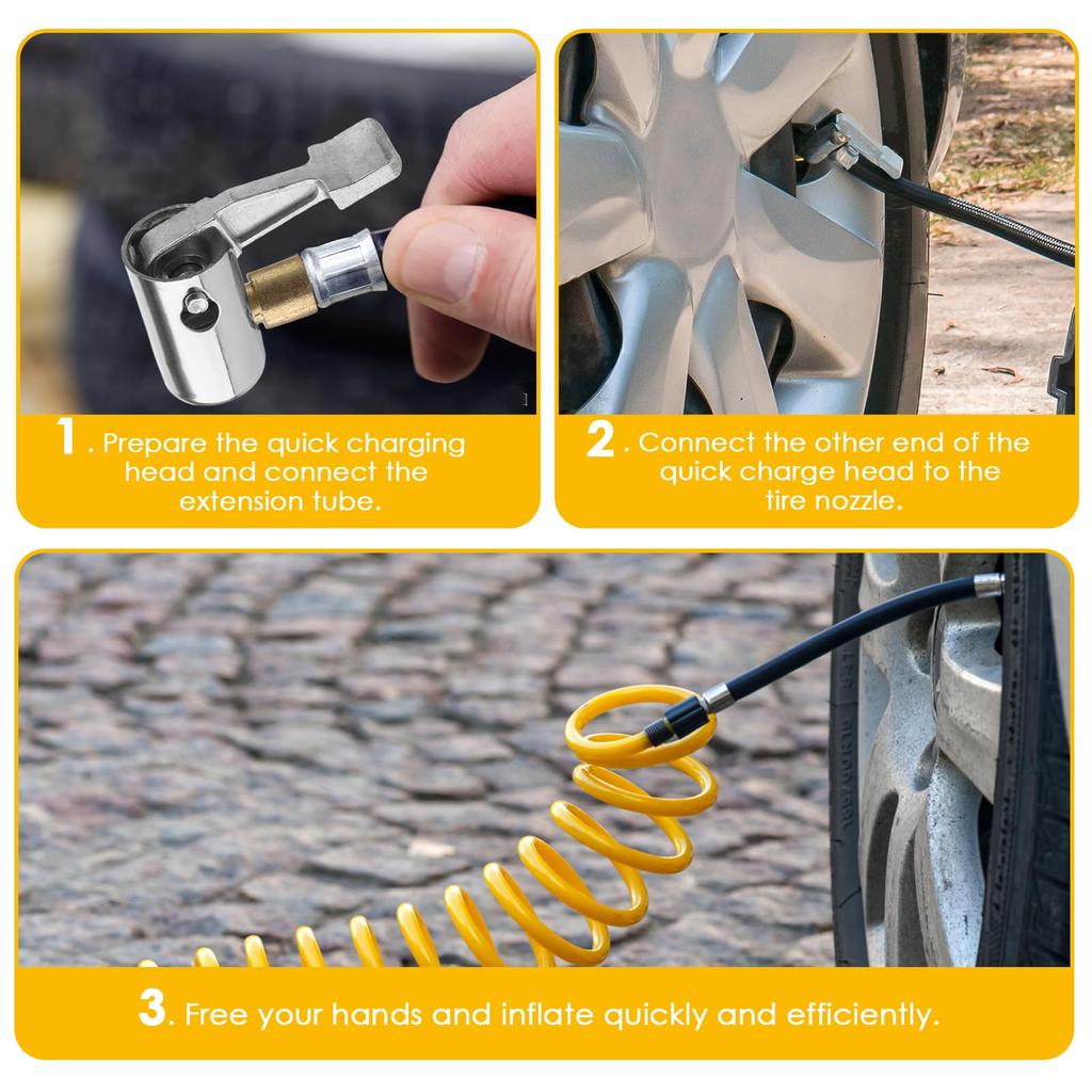 Адаптер для шланга накачивающего патрона для шин, фиксатор патрона для шин, насадка для воздушного компрессора 2 шт.