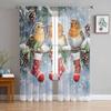 Christmas Winter Bird Christmas Socks Curtains For Living Room Bedroom Home Decoration Window Voile Tulle Curtain Drapes