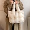 Женская повседневная сумка-тоут из искусственного меха однотонного цвета, зимняя сумка из искусственного кроличьего меха, большая вместительная мягкая сумка через плечо