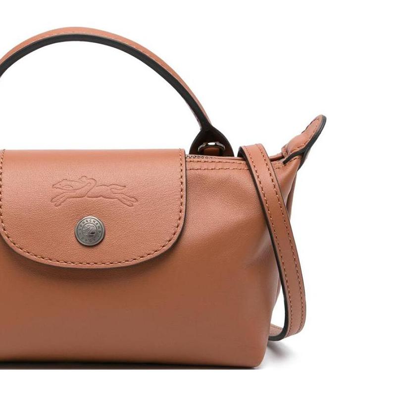 Longchamp Le Pliage Xtra Logo Zipper Closure Crossbody Shoulder Bag Leather Mini Women bags Brandy 34205987504