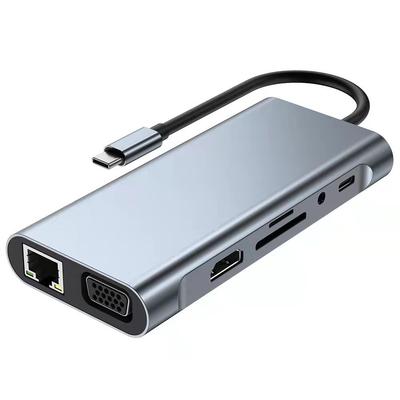 Док-станция 11 в 1 Type C с HDMI VGA кард-ридером USB 3.0 Hub PD Быстрая зарядка для ноутбука MacBook